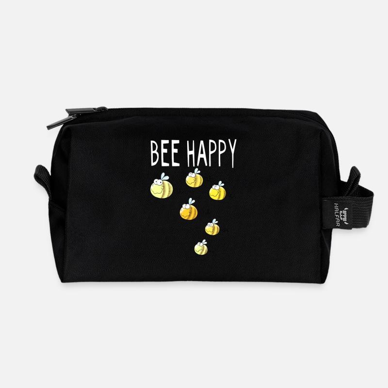 Bee Happy - Biene - Bienen - Hummel - Geschenk - Recycelte Kulturtasche - Schwarz
