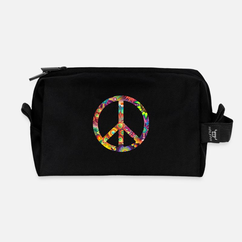 Peace , Frieden - Recycelte Kulturtasche - Schwarz
