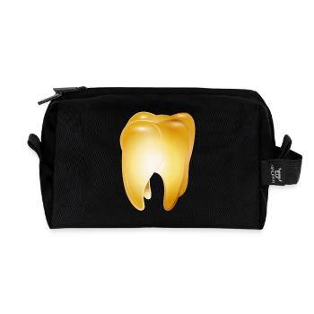 Une dent d’or comme symbole du succès et de l’argent - Trousse de toilette en tissu recyclé - noir - Devant
