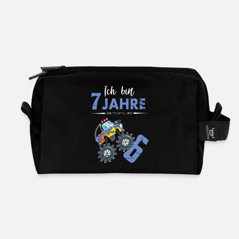 Ich bin 7 Jahre - Recycelte Kulturtasche - Schwarz