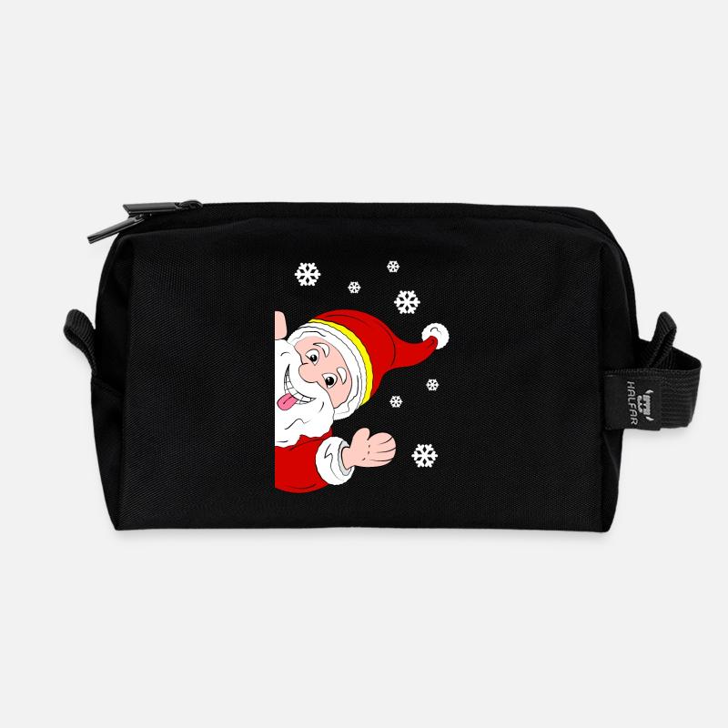 Froher Weihnachtsmann Schneegruß - Recycelte Kulturtasche - Schwarz