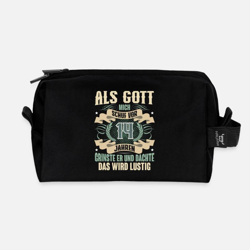 14. Geburtstag Als Gott Mich Schuf Vor - Recycelte Kulturtasche - Schwarz