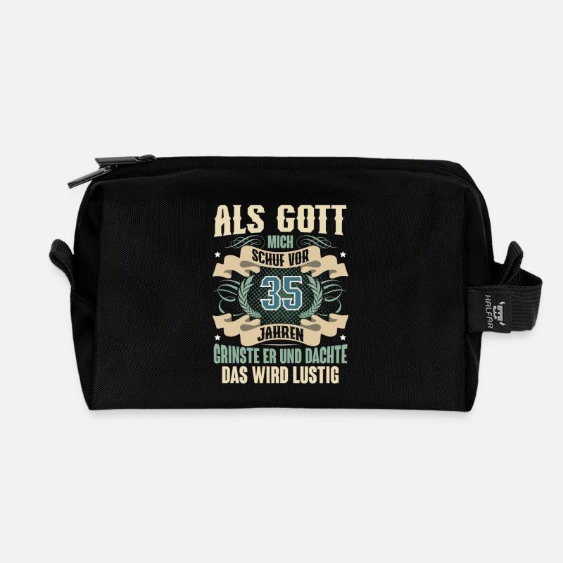 35. Geburtstag Als Gott Mich Schuf Vor - Recycelte Kulturtasche - Schwarz