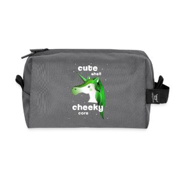 Green Unicorn Cute cheeky - Recycelte Kulturtasche - Anthrazit - Vorne