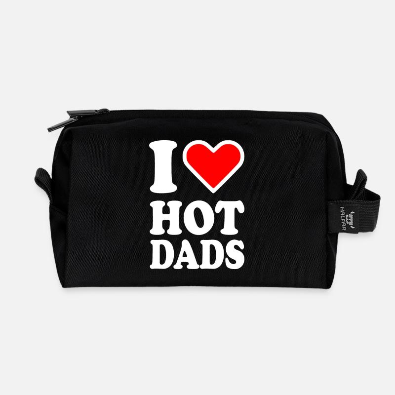 I love hot dads - Recycelte Kulturtasche - Schwarz