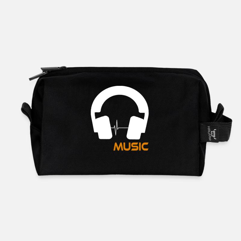 Music wave headset logo - Recycled Toiletry Zip Bag - black