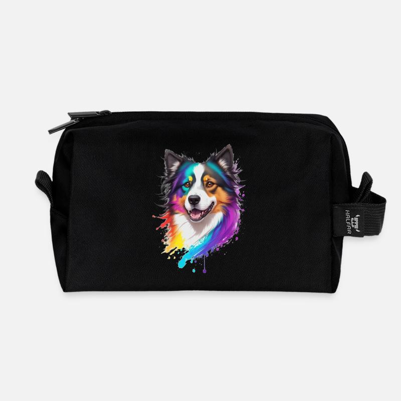 Collie - Recycelte Kulturtasche - Schwarz