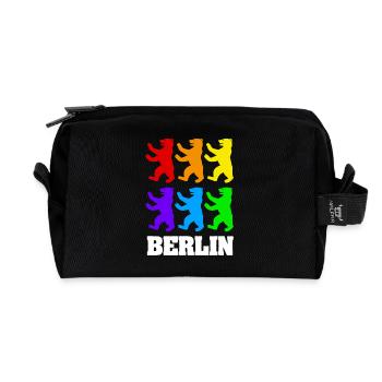 Berliner Bären in Farbe - Recycelte Kulturtasche - Schwarz - Vorne