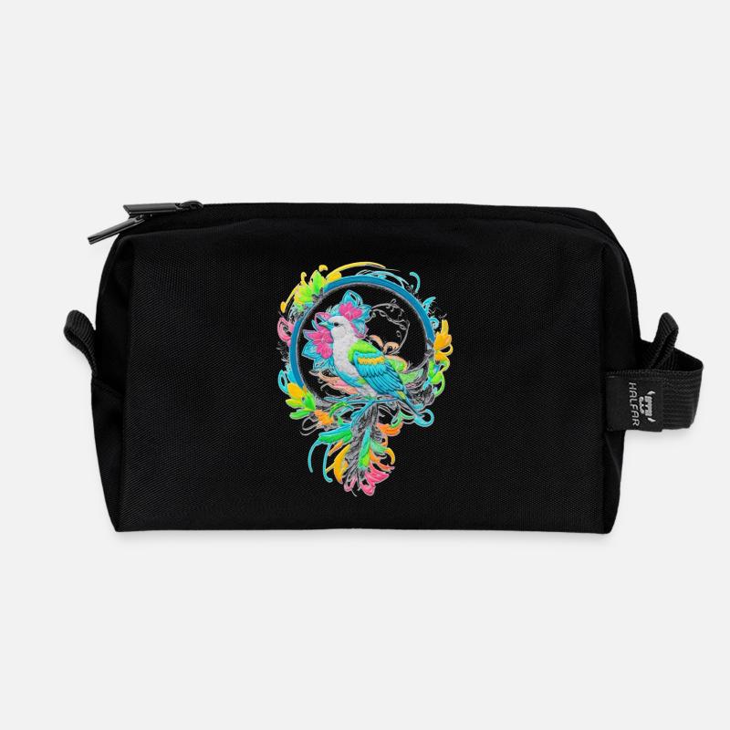 Vogel - Recycelte Kulturtasche - Schwarz