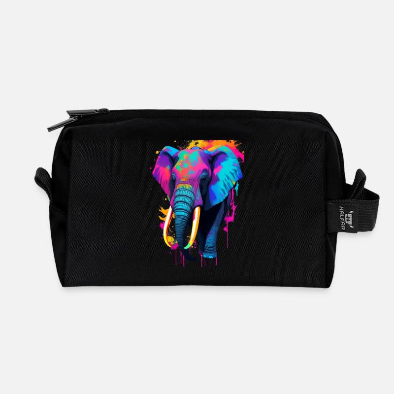 Elefant - Recycelte Kulturtasche - Schwarz