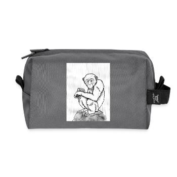 Nachdenklicher Schimpanse - Recycelte Kulturtasche - Anthrazit - Vorne