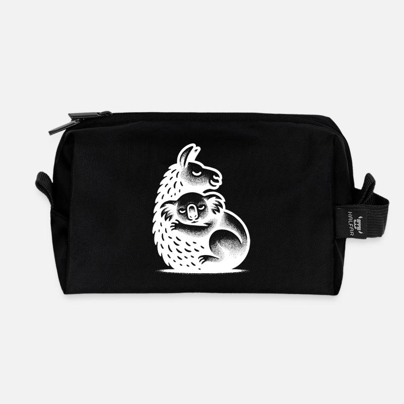 Niedliches Schlafendes Lama mit sehr müdem Koala - Recycelte Kulturtasche - Schwarz