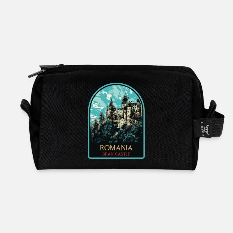 Entdecken Sie das Geheimnis von Schloss Bran - Recycelte Kulturtasche - Schwarz