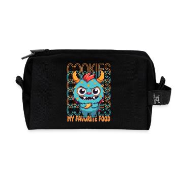 Sweet Biscuit Monster - Recycled Toiletry Zip Bag - black - Front