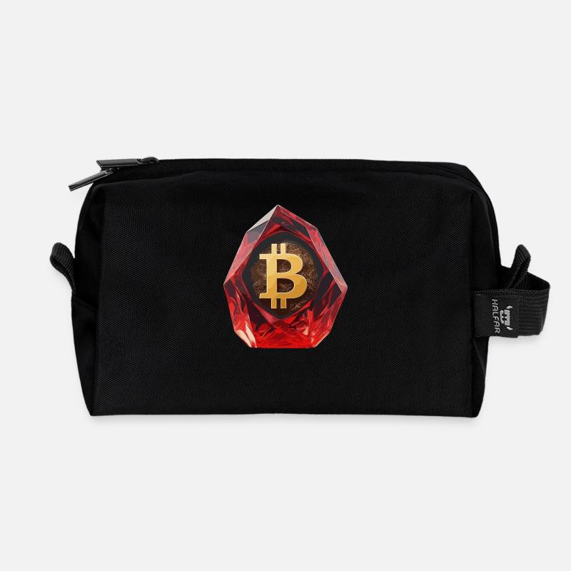 Bitcoin Crystal Design for Custom Printing - Recycled Toiletry Zip Bag - black
