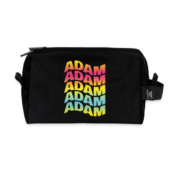 t-shirt Adam text wavy text effect - Recycled Toiletry Zip Bag - black - Front