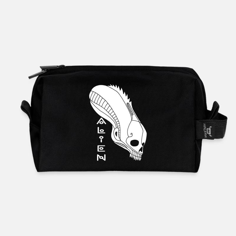 Crâne extraterrestre blanc - Trousse de toilette en tissu recyclé - noir