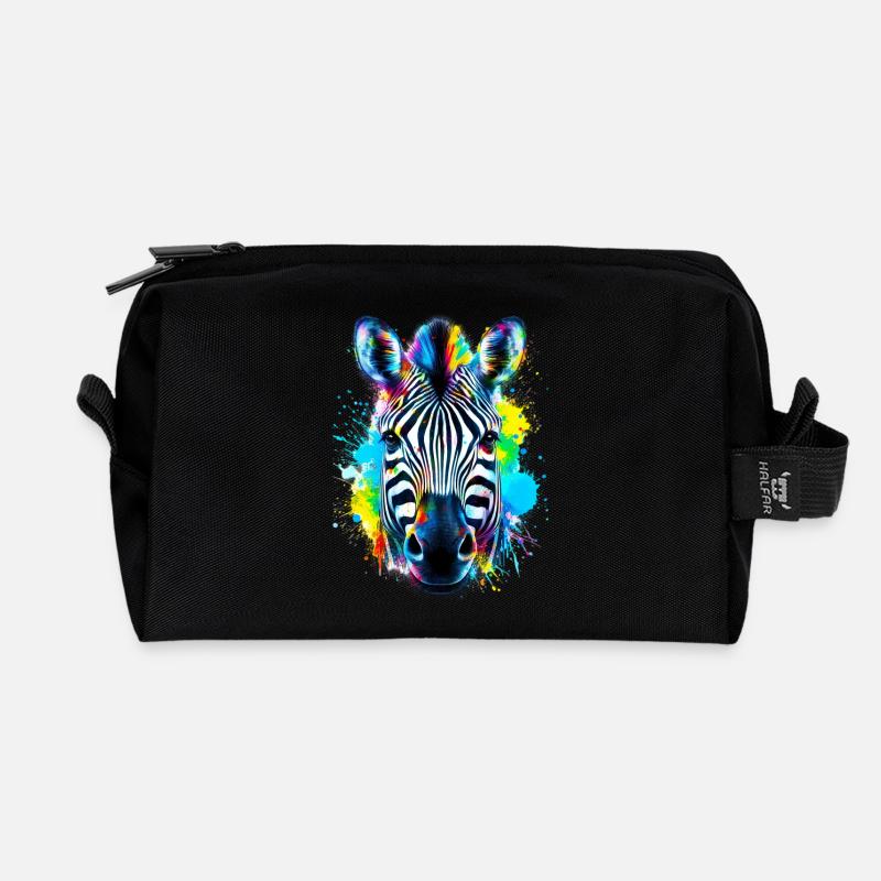 Zebra - Recycelte Kulturtasche - Schwarz