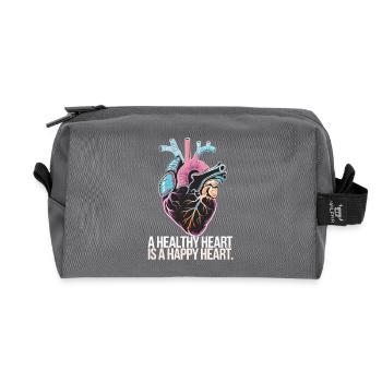 Coeur avec anatomie colorée et message d’amour - Trousse de toilette en tissu recyclé - anthracite - Devant