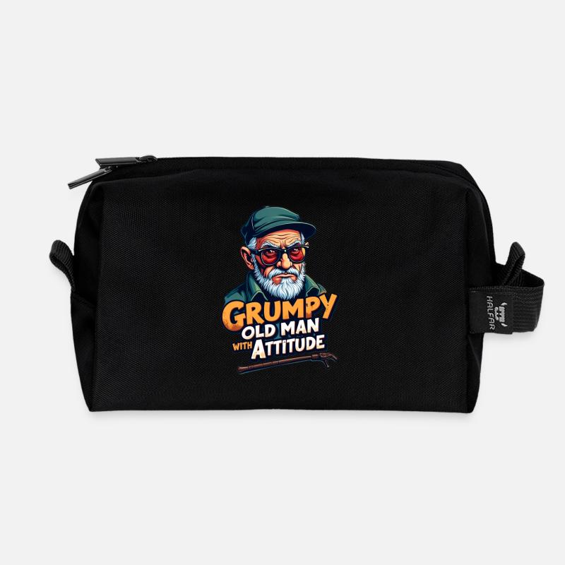 GRUMPY OLDMAN - Recycled Toiletry Zip Bag - black