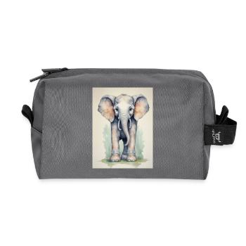 Elephant in Colorful Boots - Recycled Toiletry Zip Bag - anthracite - Front