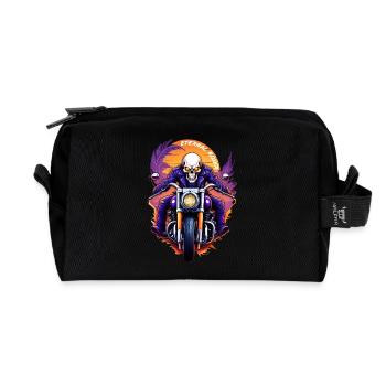 Biker Skelett Biker Schädel Custom Motorrad Sonne - Recycelte Kulturtasche - Schwarz - Vorne