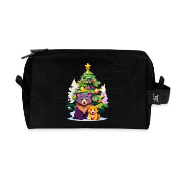 17 Mama Bear Baby Child Bear Christmas Tree Family - Recycled Toiletry Zip Bag - black - Front