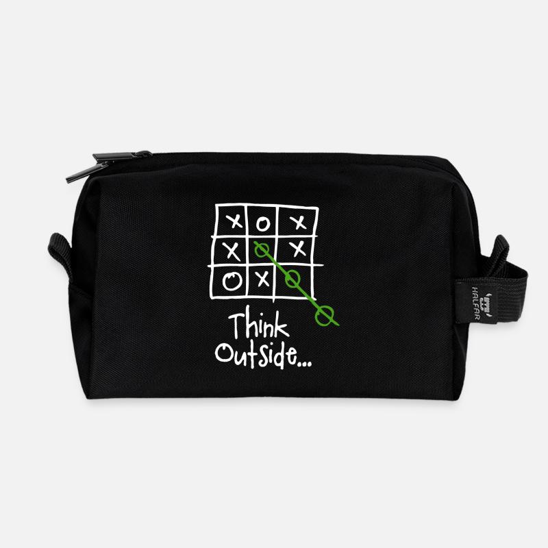Denken Sie über den Tellerrand hinaus - Pensez Hors des Cases - Recycelte Kulturtasche - Schwarz