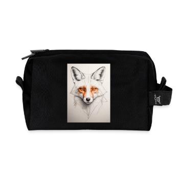 Geometrischer Fuchs - Recycelte Kulturtasche - Schwarz - Vorne