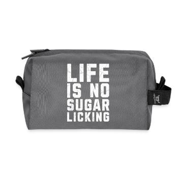 Life is no sugar licking Denglisch - Recycled Toiletry Zip Bag - anthracite - Front