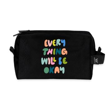 everything will be okay - Recycled Toiletry Zip Bag - black - Front