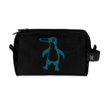 Pingouin mignon bébé enfant bambin heureux cool - Trousse de toilette en tissu recyclé - noir - Devant