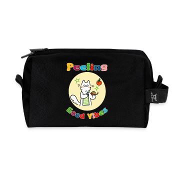 Cat Peeling Orange - Recycled Toiletry Zip Bag - black - Front
