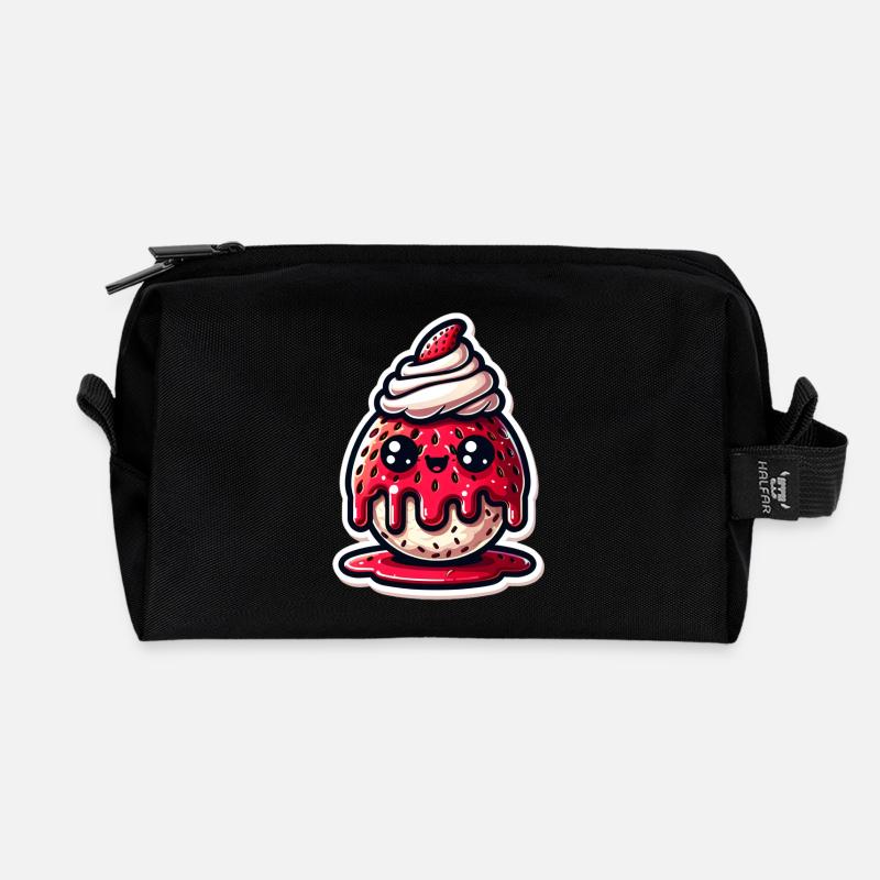Strawberry Sunday - Recycelte Kulturtasche - Schwarz