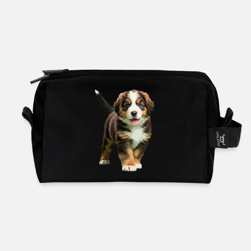 Berner Bergwelpe echt - Recycelte Kulturtasche - Schwarz
