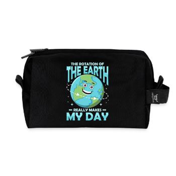 The Rotation Of The Earth Planet Earth Day - Recycled Toiletry Zip Bag - black - Front