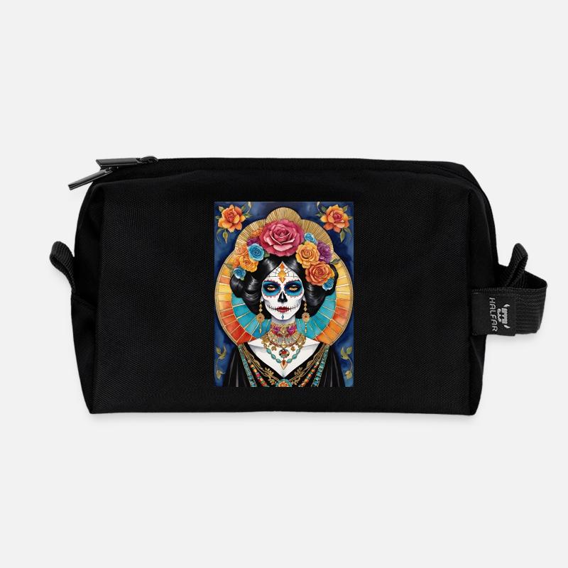 LA CATRINA DELUXE - Recycled Toiletry Zip Bag - black