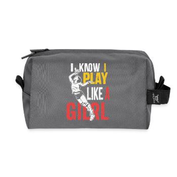 I Know I Play Like A Girl Volleyball for Teen Girl - Recycled Toiletry Zip Bag - anthracite - Front