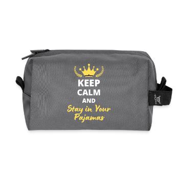 "Keep Calm and Stay in Your Pajamas" - Chill - Recycled Toiletry Zip Bag - anthracite - Front