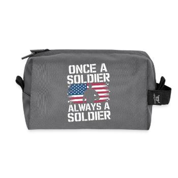 Veteran Military Soldier - Recycled Toiletry Zip Bag - anthracite - Front