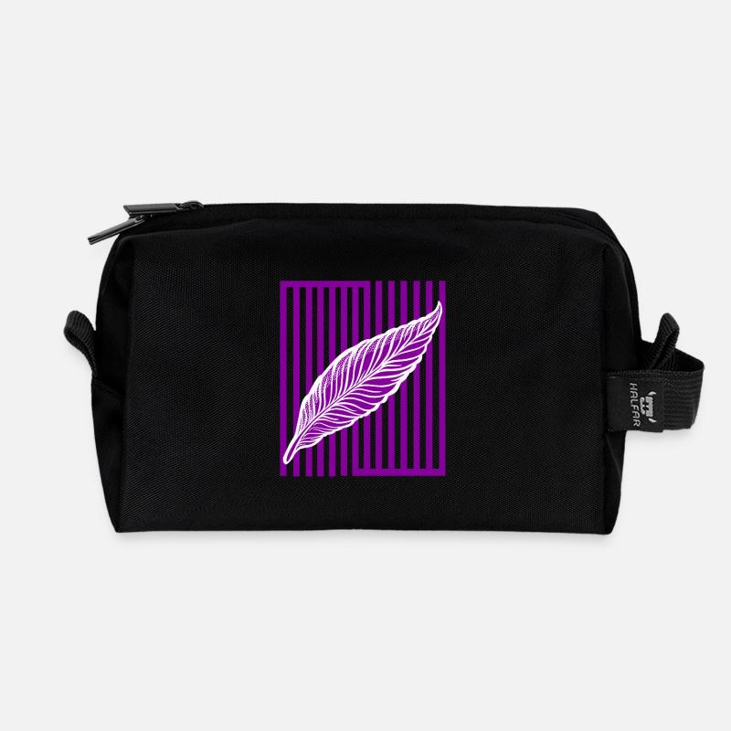 Feather on vertical bar - Recycled Toiletry Zip Bag - black
