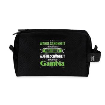 Wahre Schönheit kommt aus Gambia Design - Recycelte Kulturtasche - Schwarz - Vorne