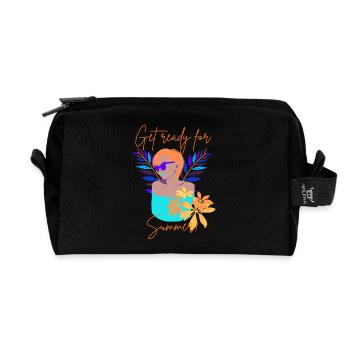 Été, Soleil, Plage et Mer, Ambiance Vintage d’été - Trousse de toilette en tissu recyclé - noir - Devant