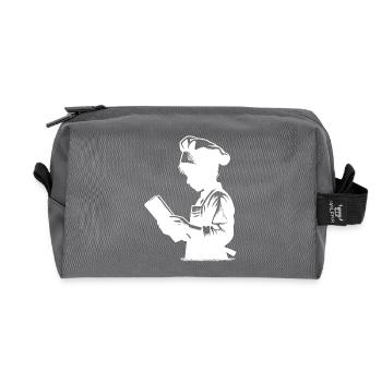 Portrait de silhouette d’un apprenti boulanger et d’un chef amateur - Trousse de toilette en tissu recyclé - anthracite - Devant
