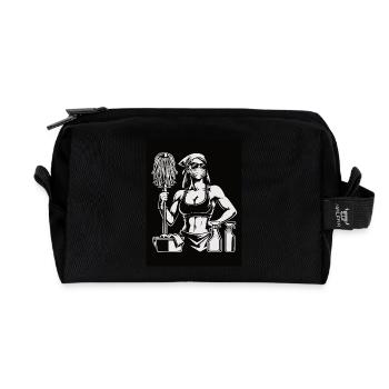 Fitness Cleaning Lady, Cleaning and Workout Design - Recycled Toiletry Zip Bag - black - Front