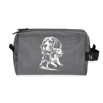 Beagle in Photorealistic Drawing Style - Recycled Toiletry Zip Bag - anthracite - Front