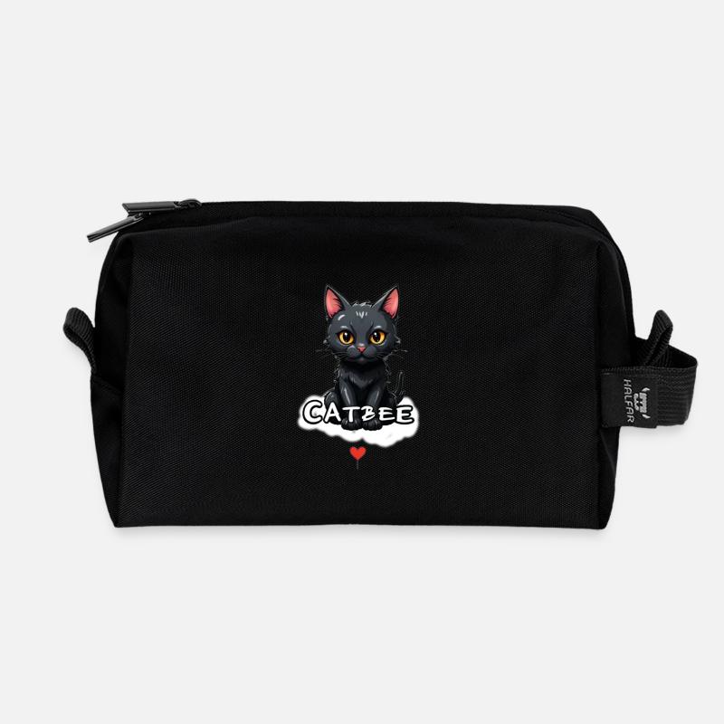 Catbee Katze Herz Wolke - Recycelte Kulturtasche - Schwarz