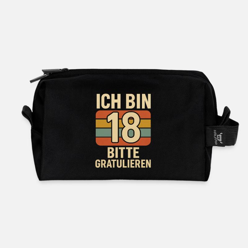 Ich bin 18 bitte gratulieren retro - Recycelte Kulturtasche - Schwarz