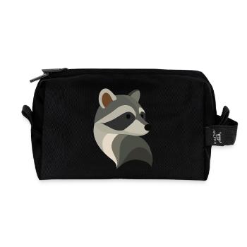 Verspielter Waschbär – Niedliche Tierillustration - Recycelte Kulturtasche - Schwarz - Vorne