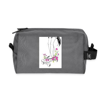Skate Art floral – style de rue Anime ! - Trousse de toilette en tissu recyclé - anthracite - Devant